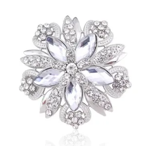 Rhinestone Brooch - Style 22 Silver