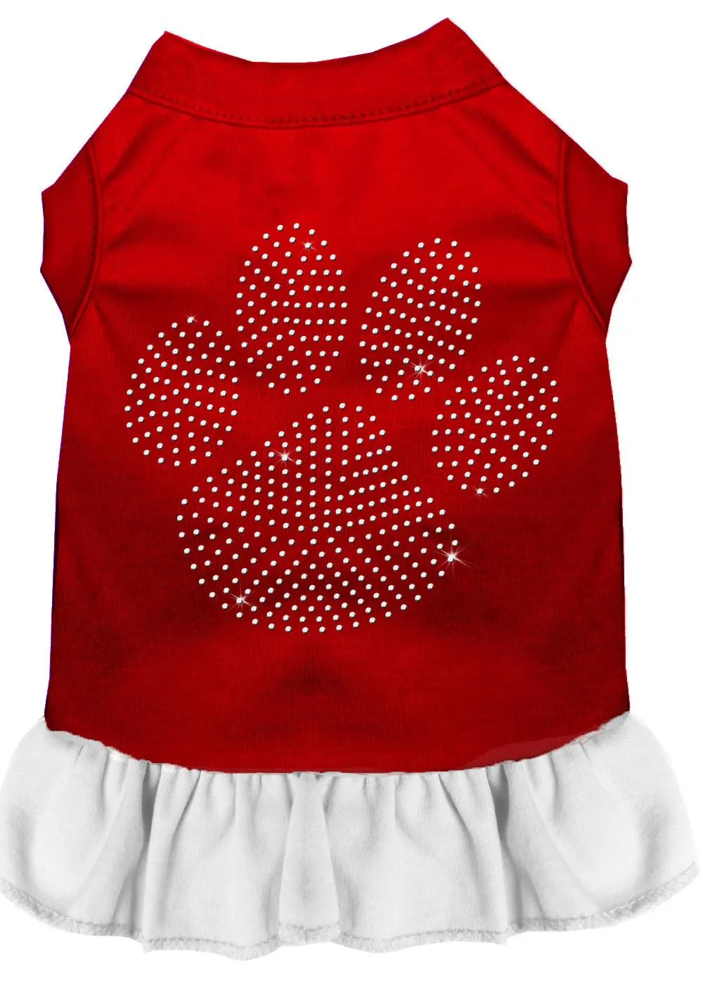 Rhinestone Clear Paw Dress Red With White Xxxl (20)