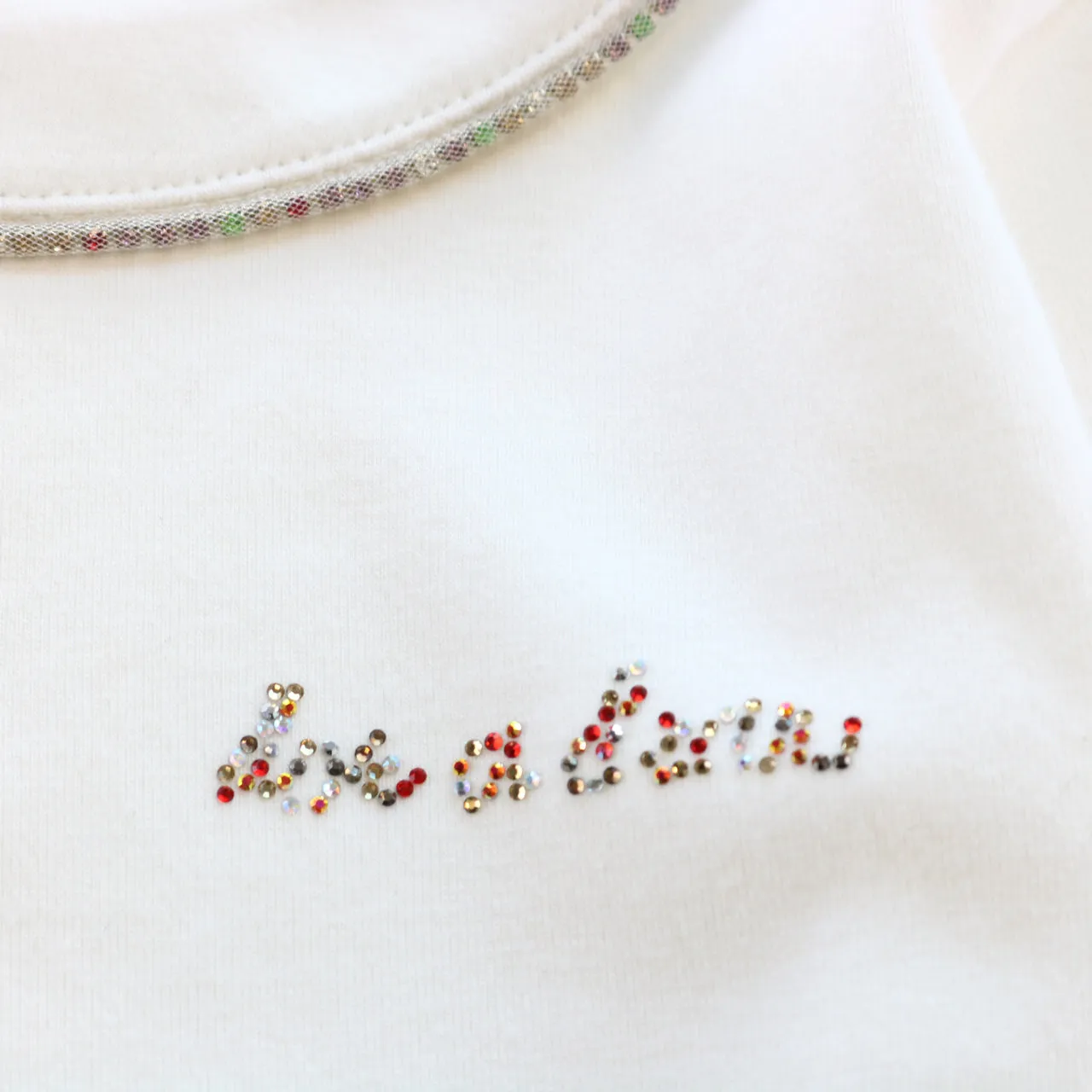 Rhinestone Logo Top - White