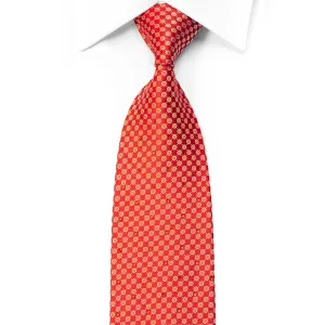 Rhinestone Necktie Orange Dots On Red Silk