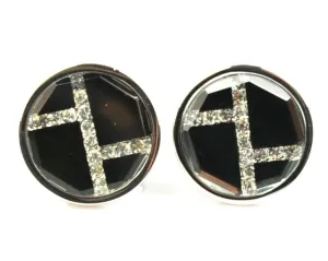 Rhinestone Platinum Plated grey cufflinks