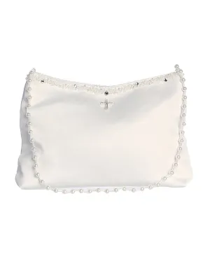 Rhinestone Trim Clutch with Cross and Beaded Strap