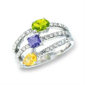 Rhodium 925 Sterling Silver Ring with AAA Grade CZ in Multi Color for Women Style S43304