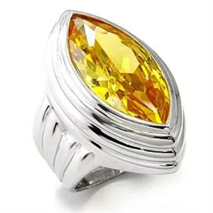 Rhodium 925 Sterling Silver Ring with AAA Grade CZ in Topaz for Women Style LOA511