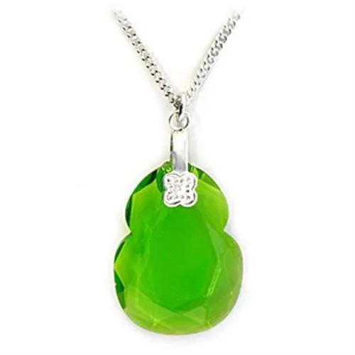 Rhodium Brass Chain Pendant with Synthetic Spinel in Peridot for Women Style LOA161