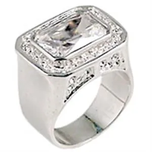 Rhodium Brass Ring with AAA Grade CZ in Clear for Women Style 0G727