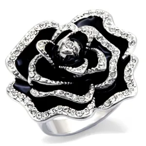 Rhodium Brass Ring with Top Grade Crystal in Clear for Women Style 0W252