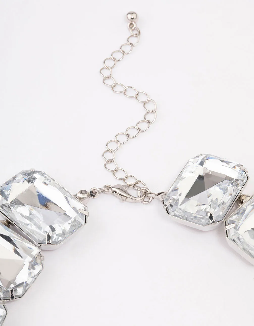 Rhodium Chunky Diamante Statement Necklace