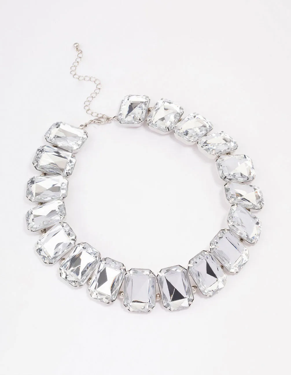 Rhodium Chunky Diamante Statement Necklace