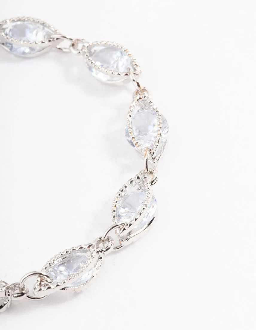 Rhodium Classic Marquise Cubic Zirconia Bracelet