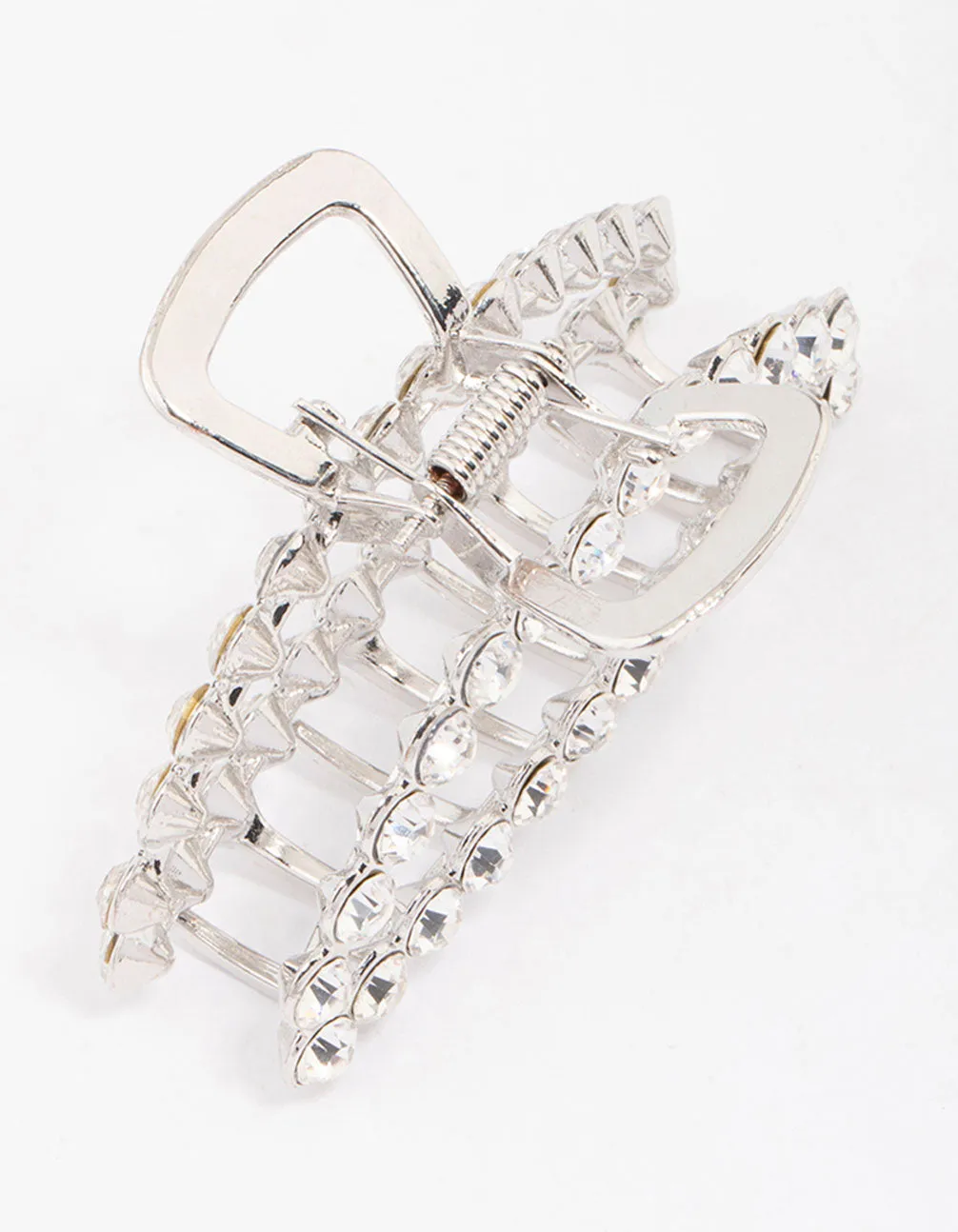 Rhodium Diamante Arched Hair Claw Clip