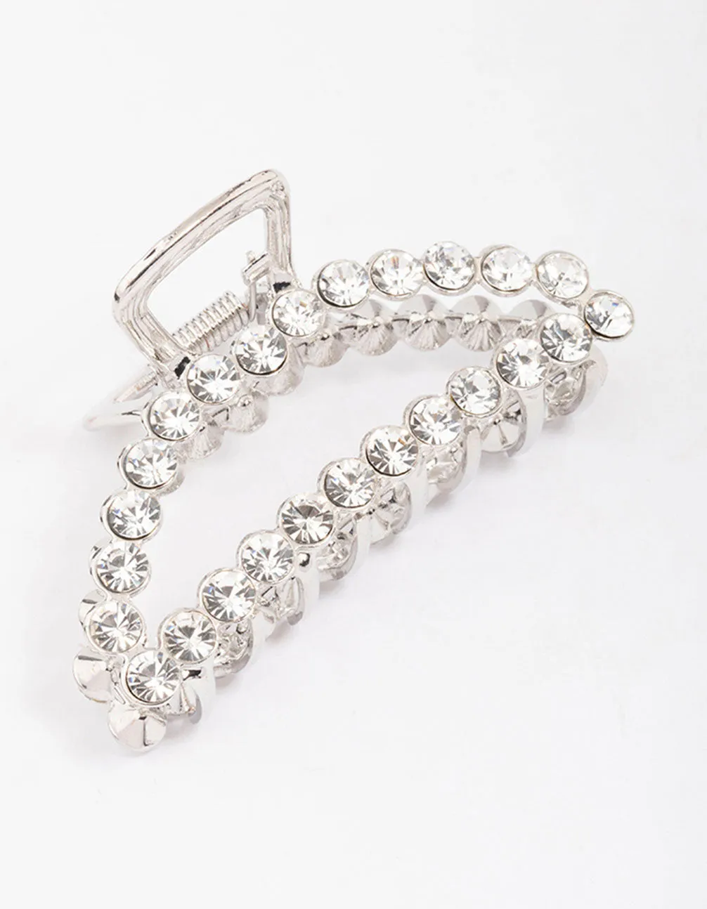 Rhodium Diamante Arched Hair Claw Clip