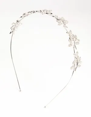 Rhodium Diamante Leaf Cluster Headband