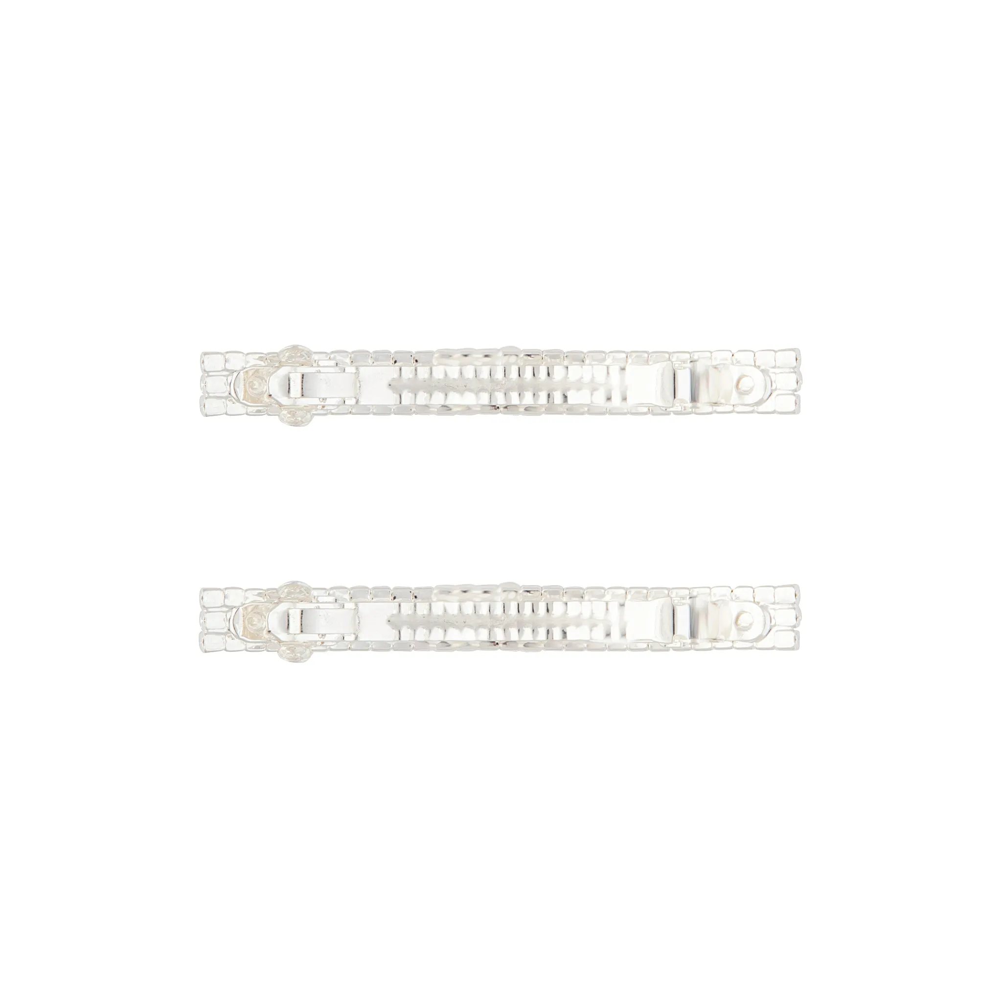 Rhodium Double Diamante Barrette