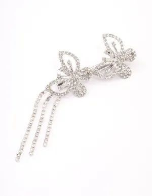 Rhodium Double Diamante Butterfly Hair Clip