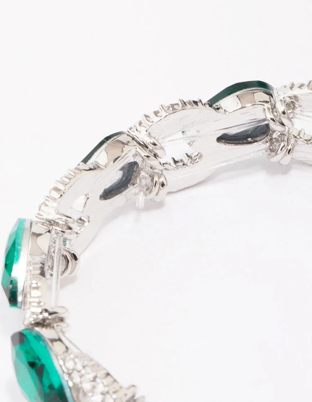 Rhodium Emerald Diamante Stretch Bracelet