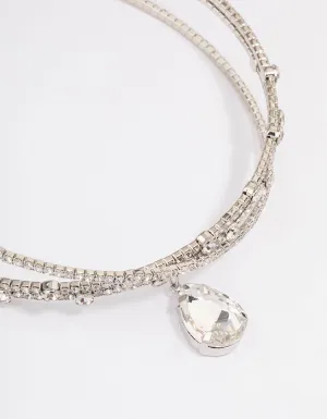 Rhodium Interlaced Mixed Diamante Choker