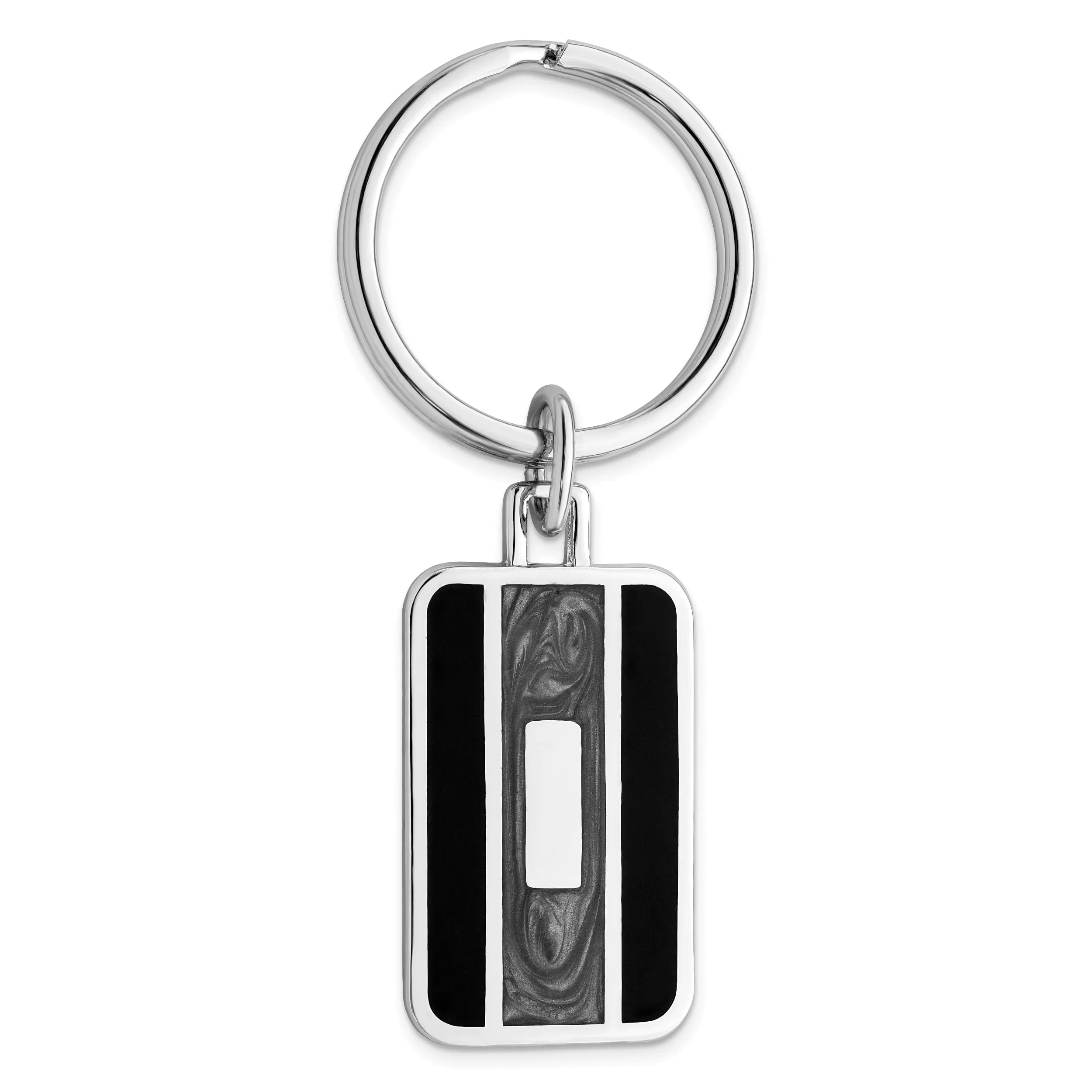 Rhodium Plated Black Grey Colored Key Ring