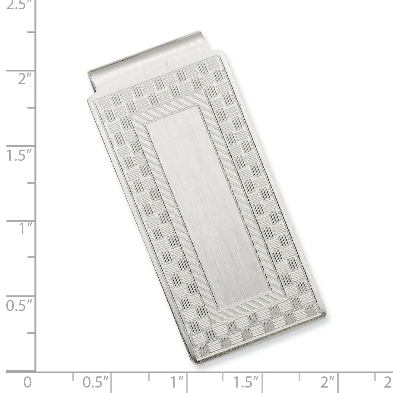 Rhodium Plated Checkerboard Hinged Money Clip