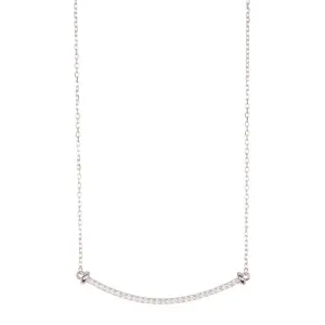 Rhodium Plated Crystal Curved Bar Necklace