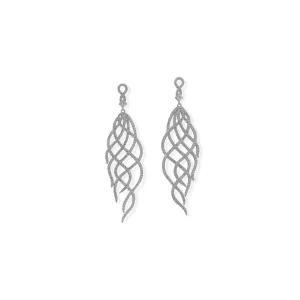 Rhodium Plated CZ Swirl Drop Earrings