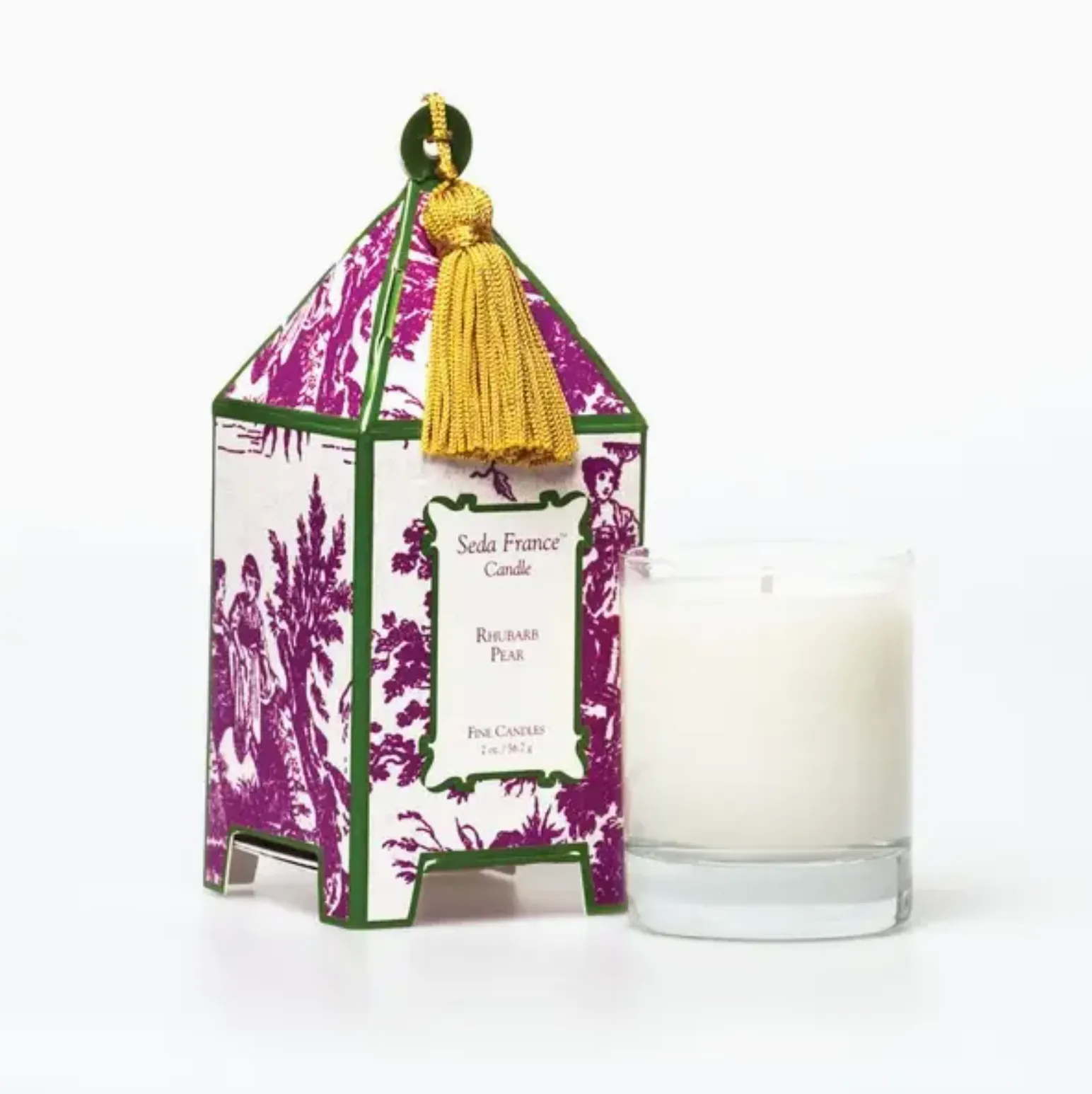 Rhubarb Pear Toile Mini Pagoda Candle