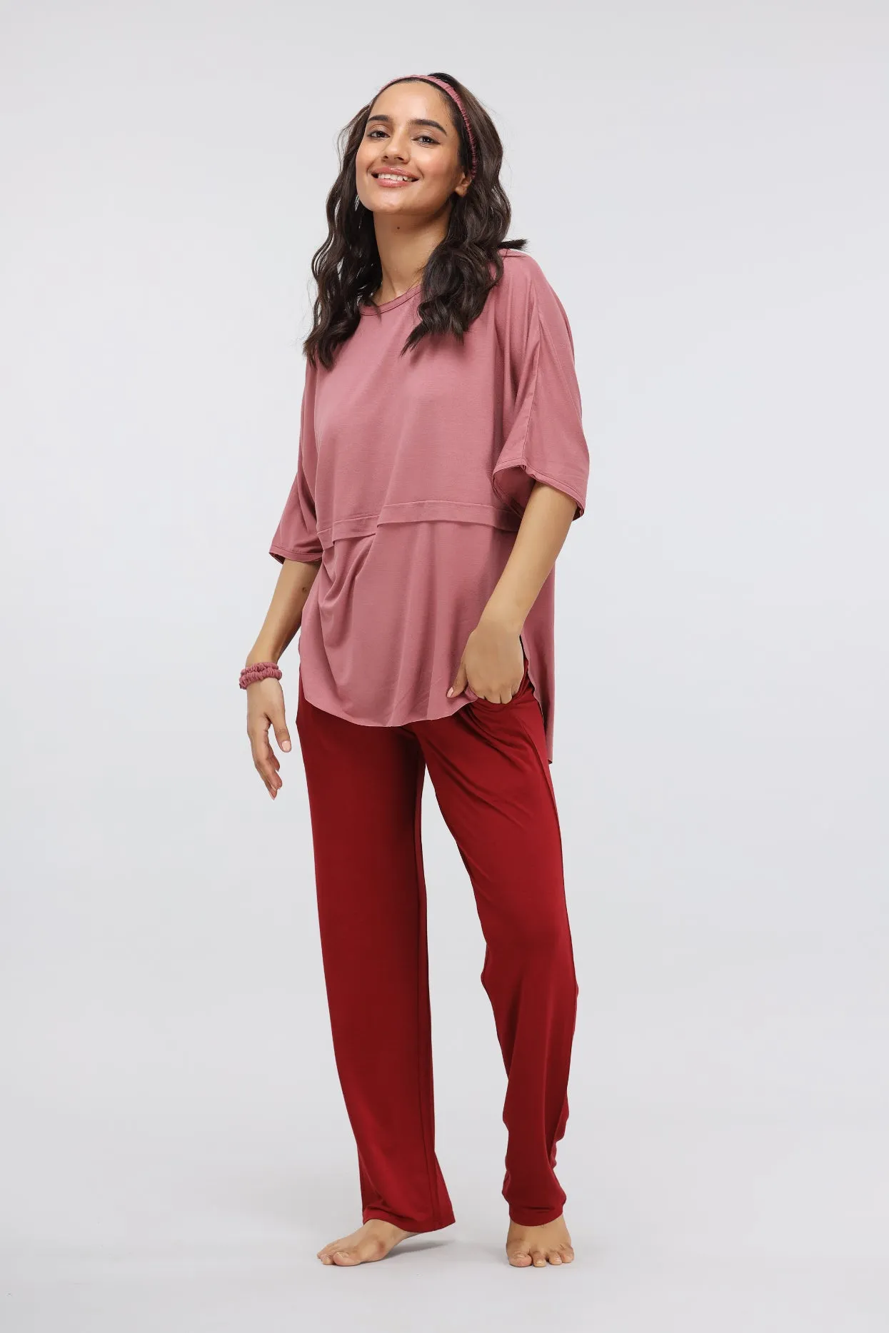 Rhubarb Straight Modal Lounge Set with Long Top