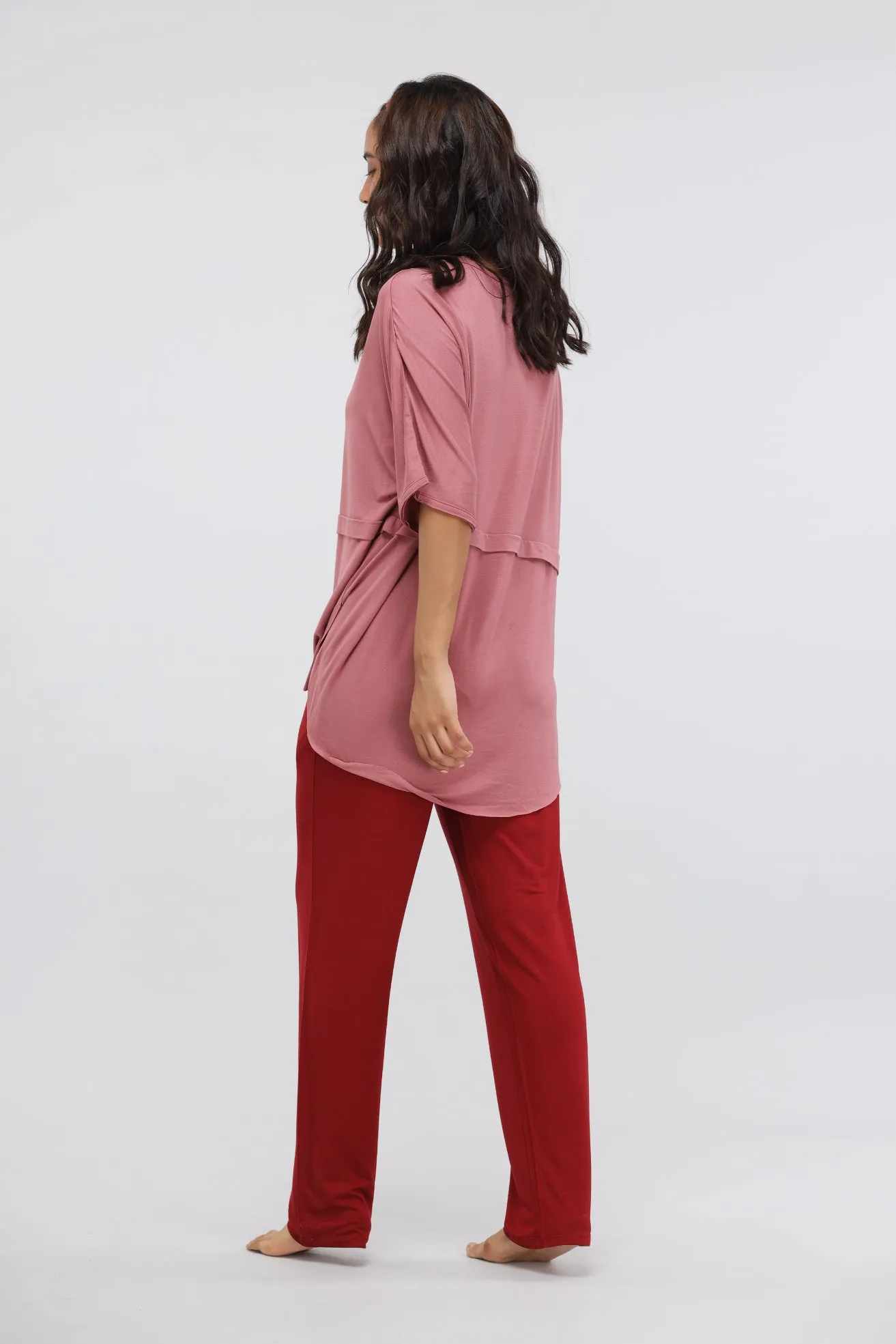 Rhubarb Straight Modal Lounge Set with Long Top