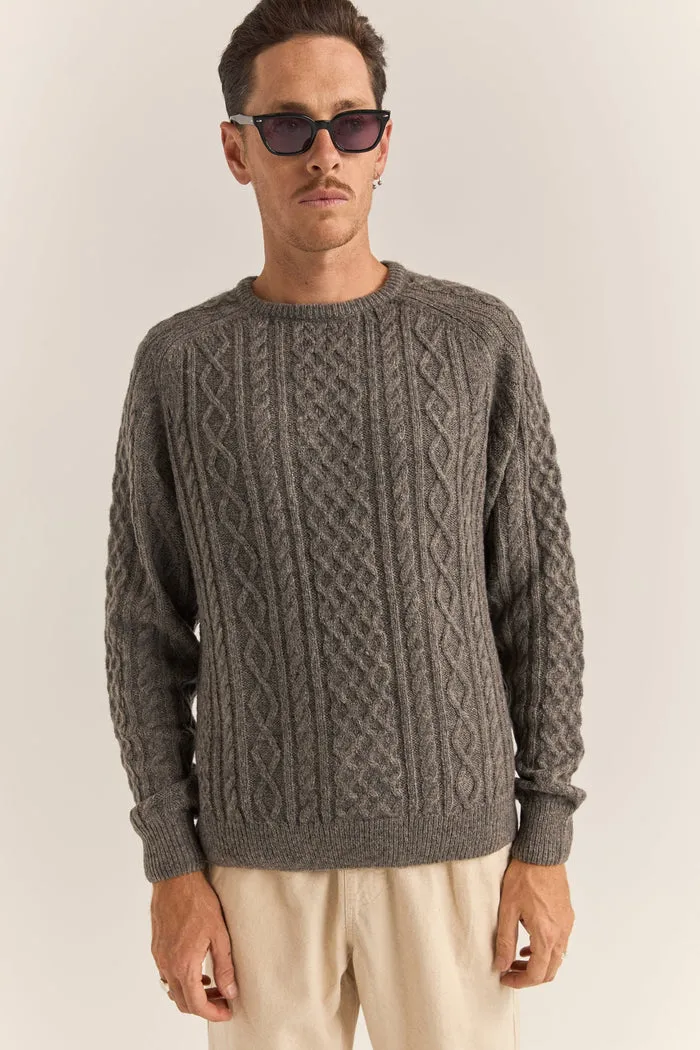 Rhythm Mohair Fishermans Knit - WASHED BLACK