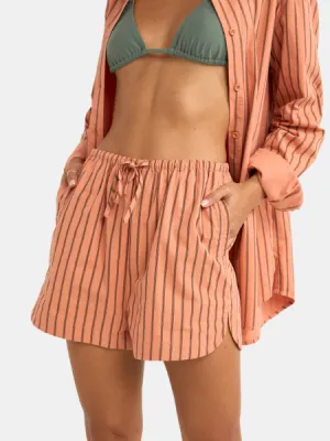 RHYTHM WOMEN'S CHICA OVERSWIM STRIPE SHORTS