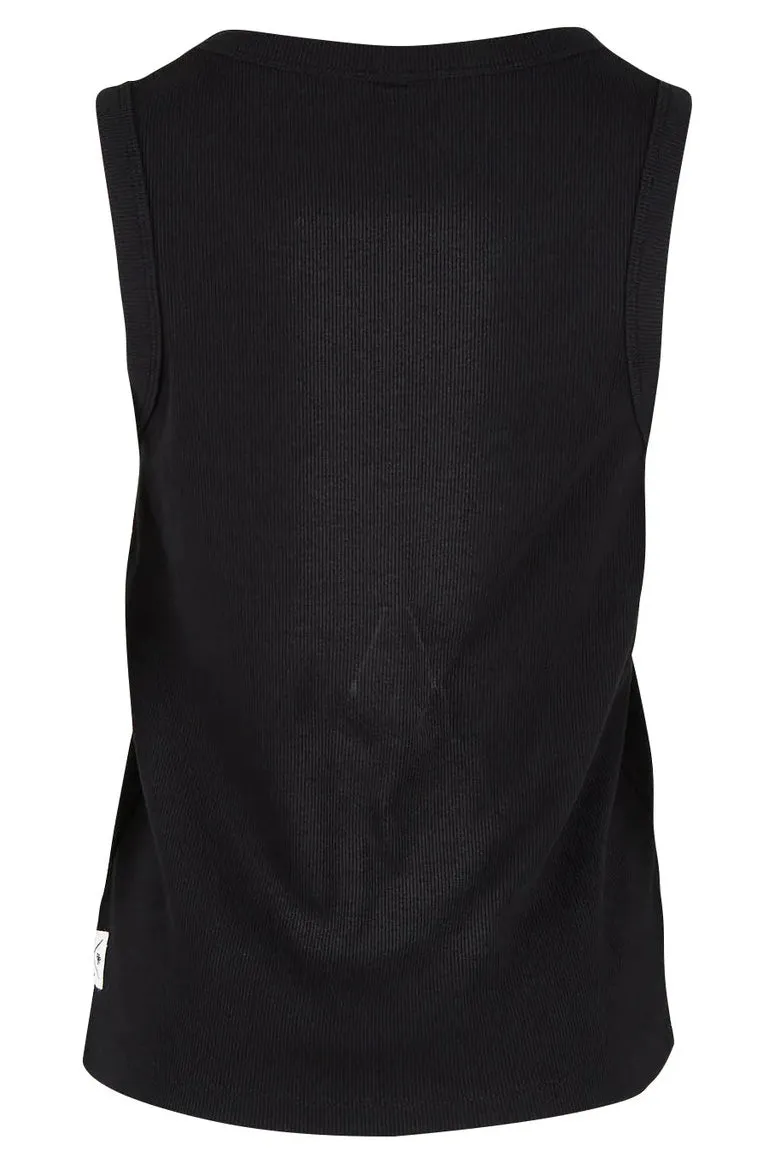 Rib Crew Tank in Black