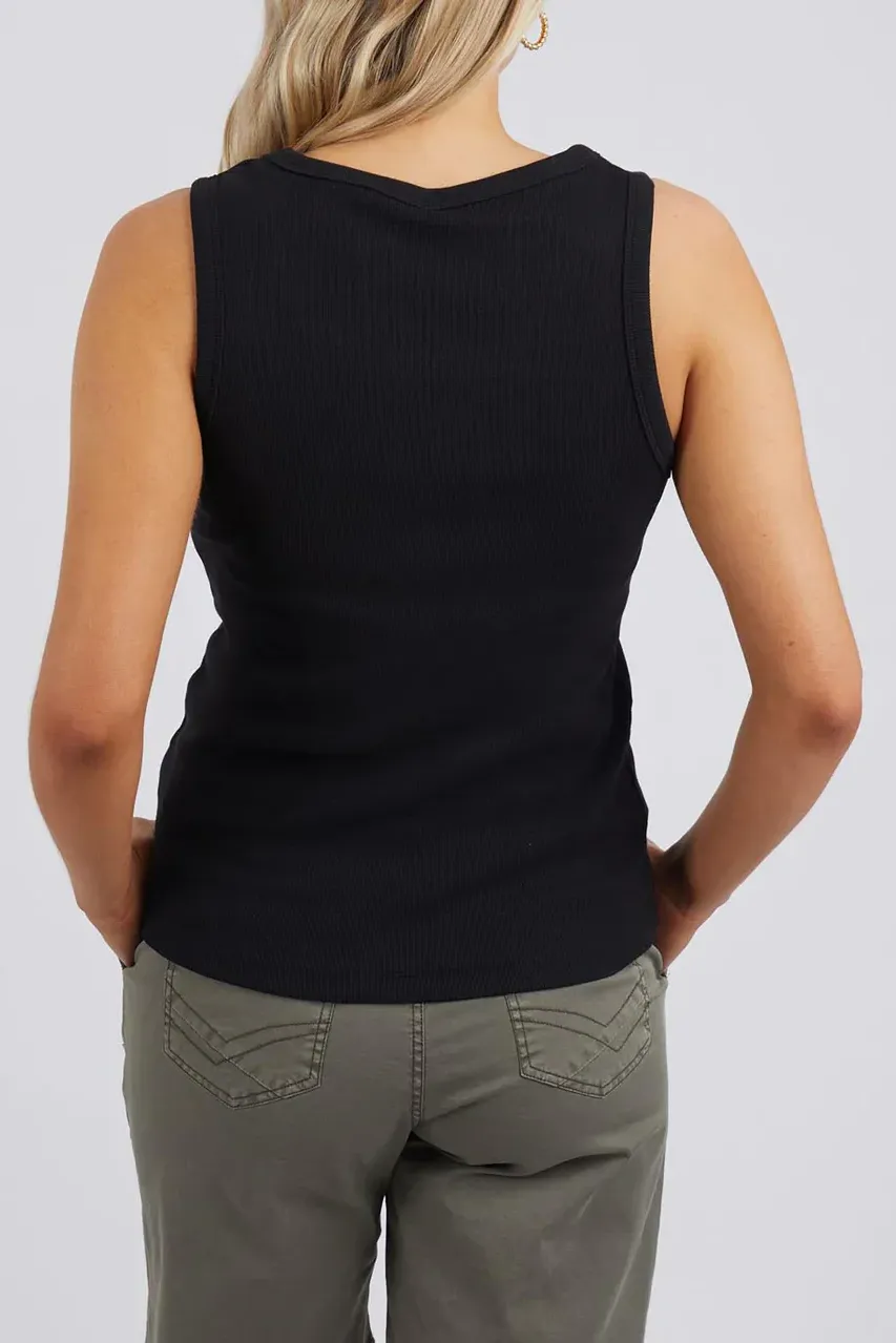 Rib Crew Tank in Black