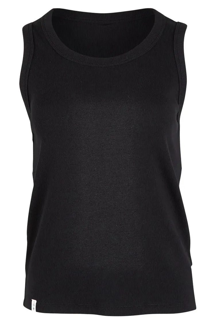 Rib Crew Tank in Black