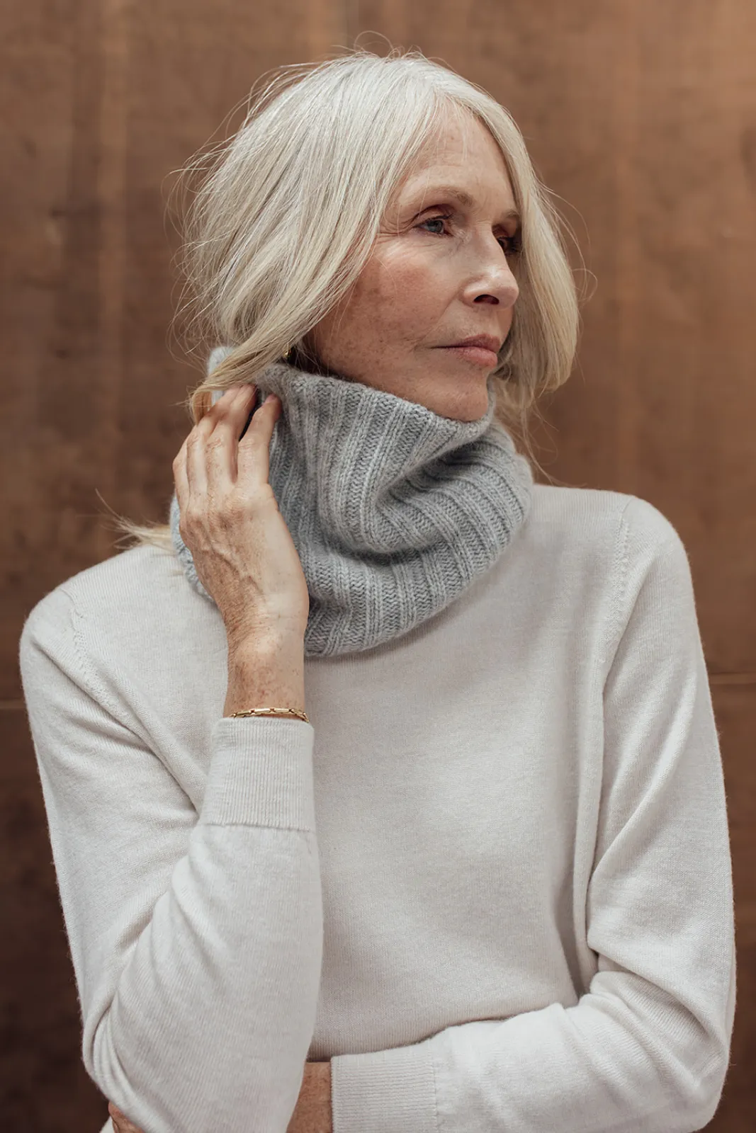 Rib Merino Neck Warmer - Dove