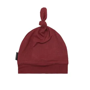 Ribbed Bamboo Knotted Hat - Burgundy