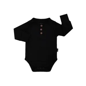 Ribbed Bamboo Long Sleeves Onesie - Raven