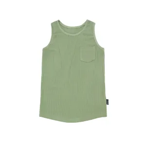 Ribbed Bamboo Pocket Tank Top - Clover