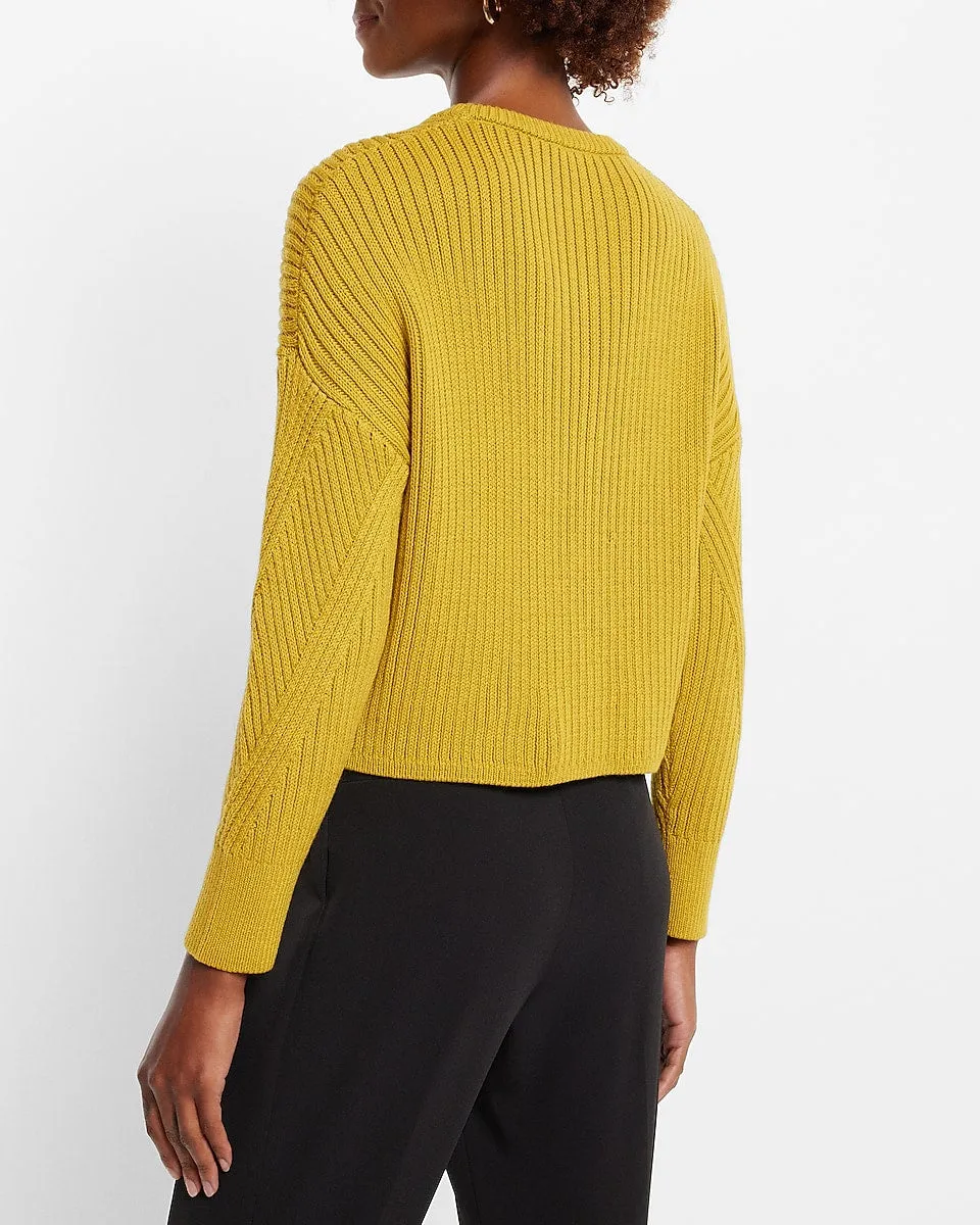 Ribbed Design Crew Neck Sweater in Turtle