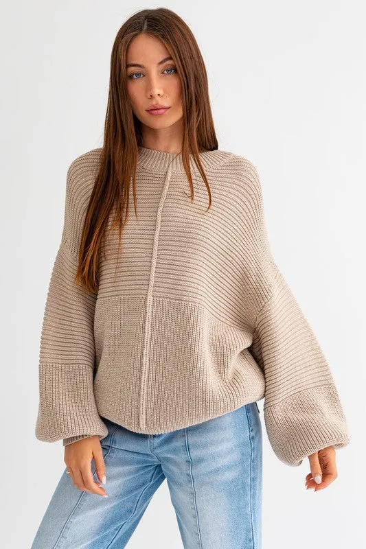 RIBBED KNIT SWEATER