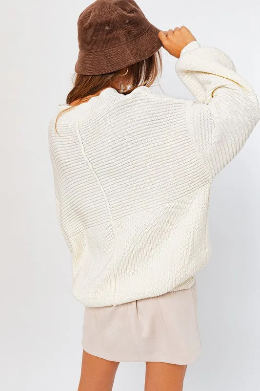 RIBBED KNIT SWEATER