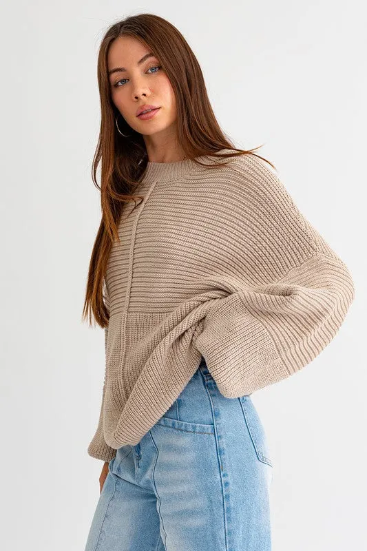 RIBBED KNIT SWEATER