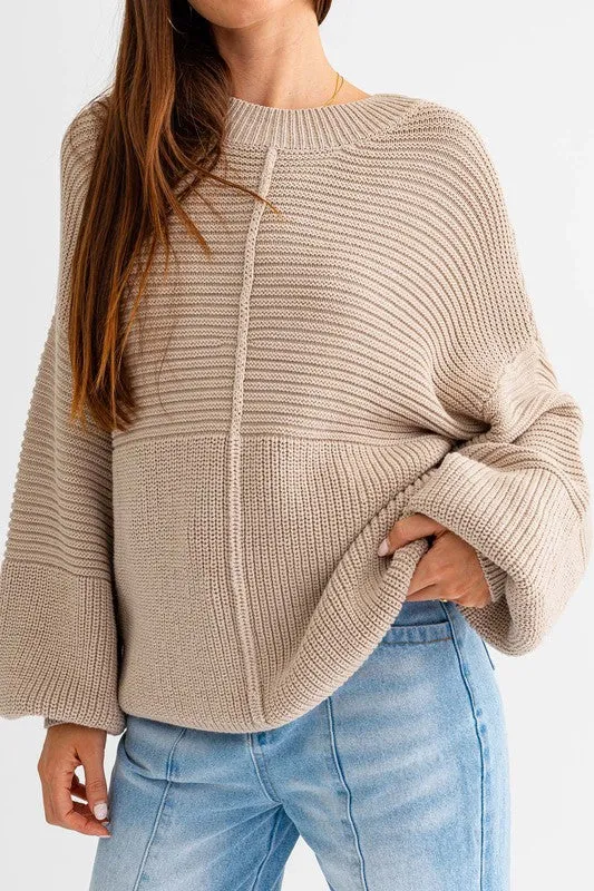 RIBBED KNIT SWEATER