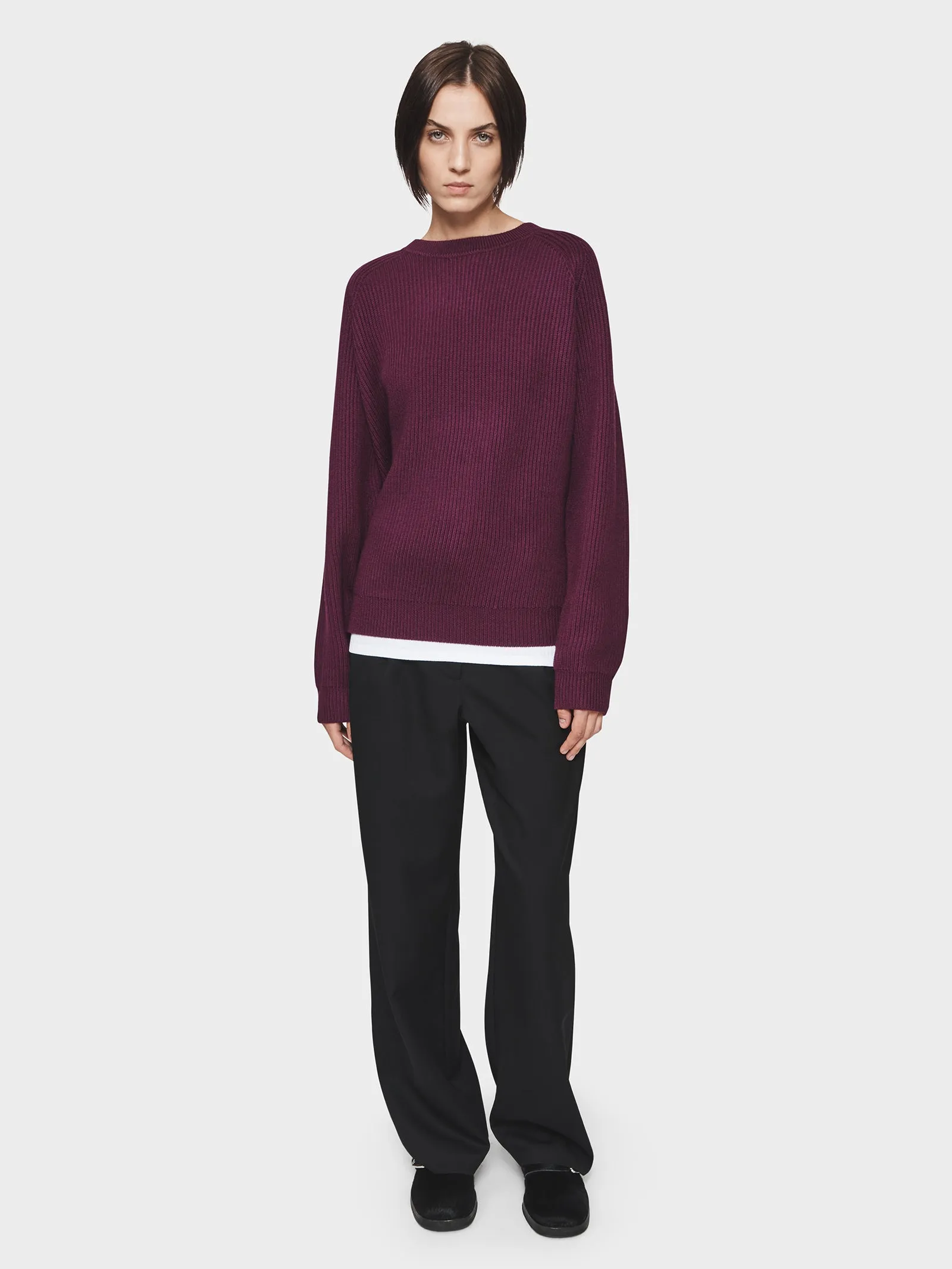 Ribbed Raglan in Plum