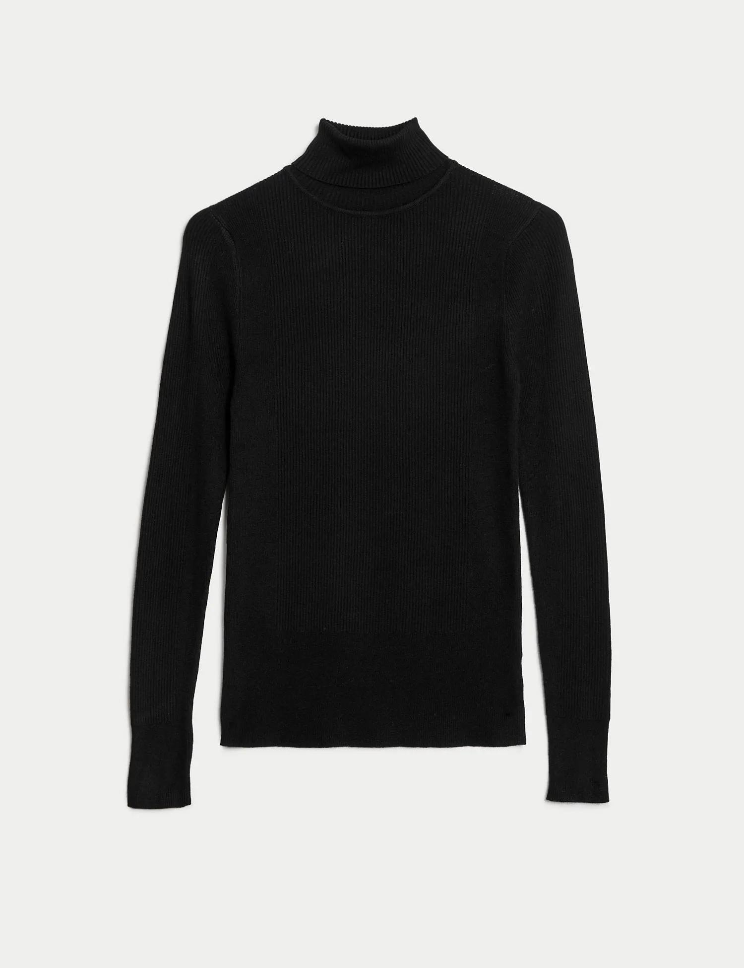 Ribbed Roll Neck Fitted Jumper