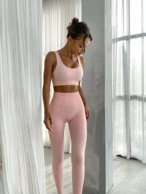 Ribbed Seamless Leggings - Pink