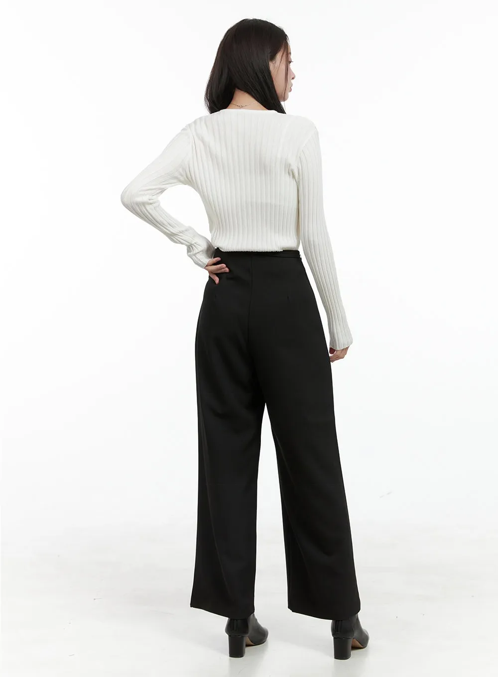 Ribbed Slim Buttoned Long Sleeve Top OG416