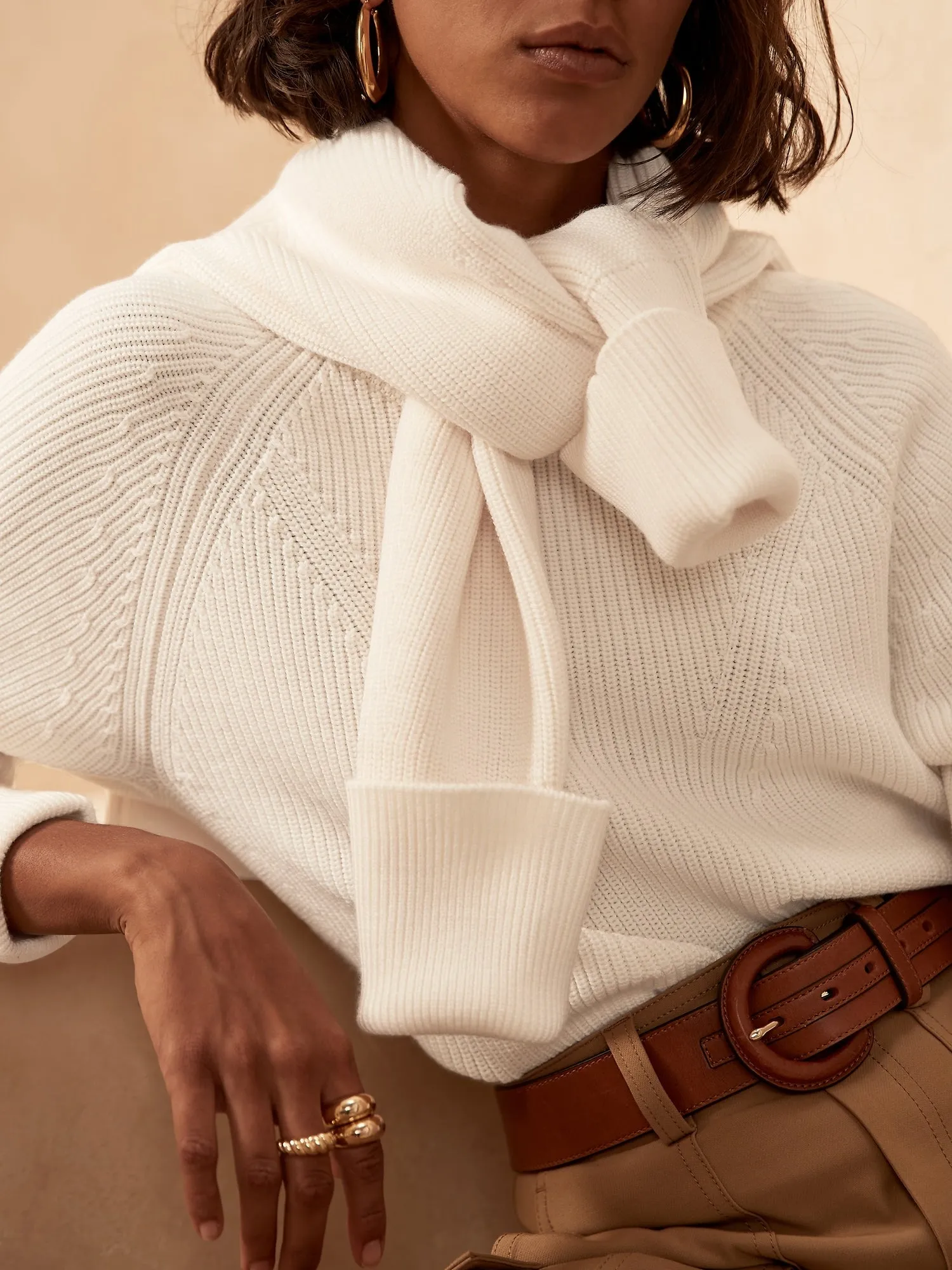 Ribbed Sweater in Responsible Wool in White