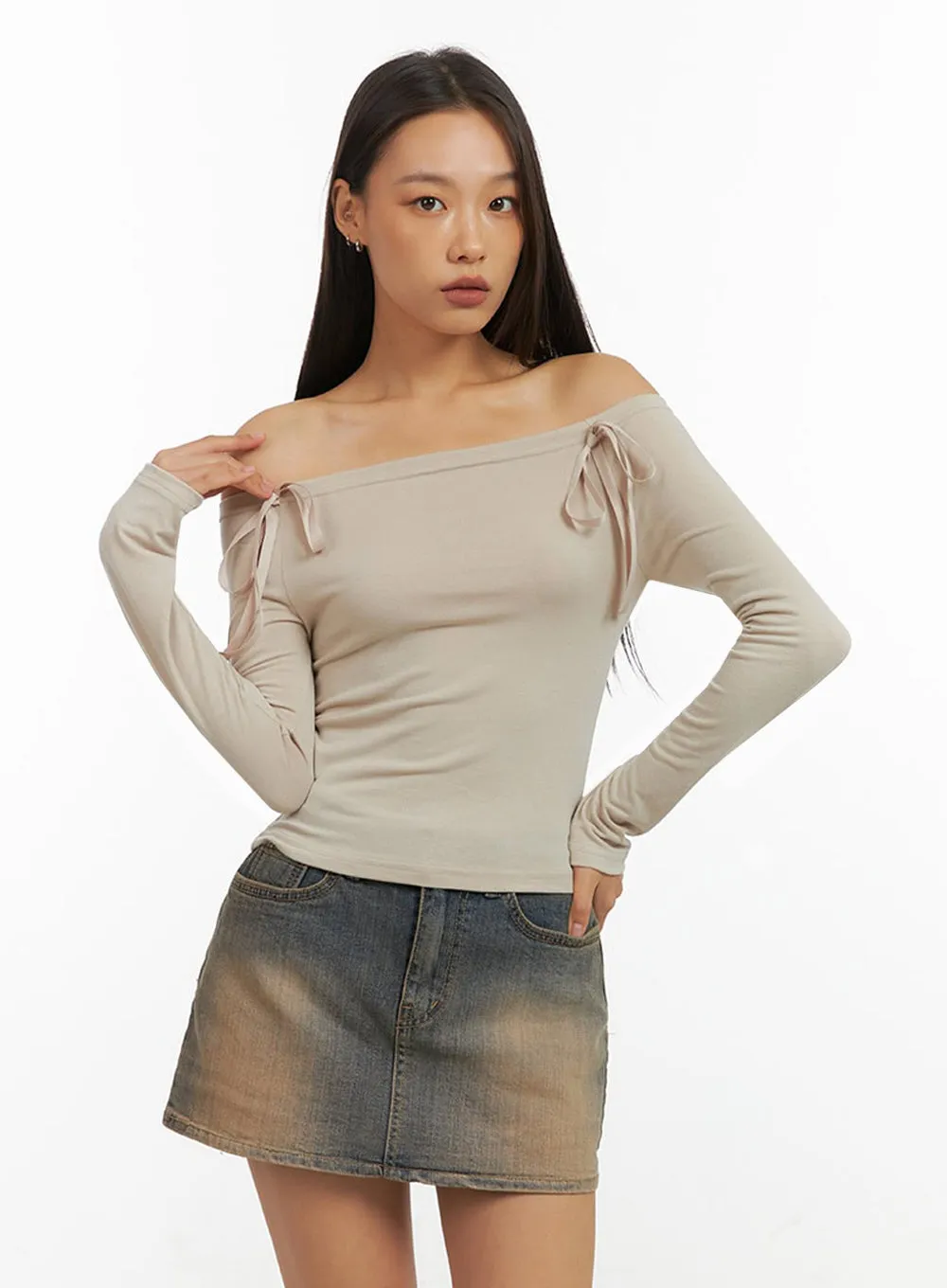 Ribbon Off Shoulder Top IO409