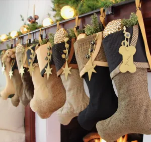 Rich and Sophisticated — Brown, Gold & Black Christmas Stockings — Shipping Included!