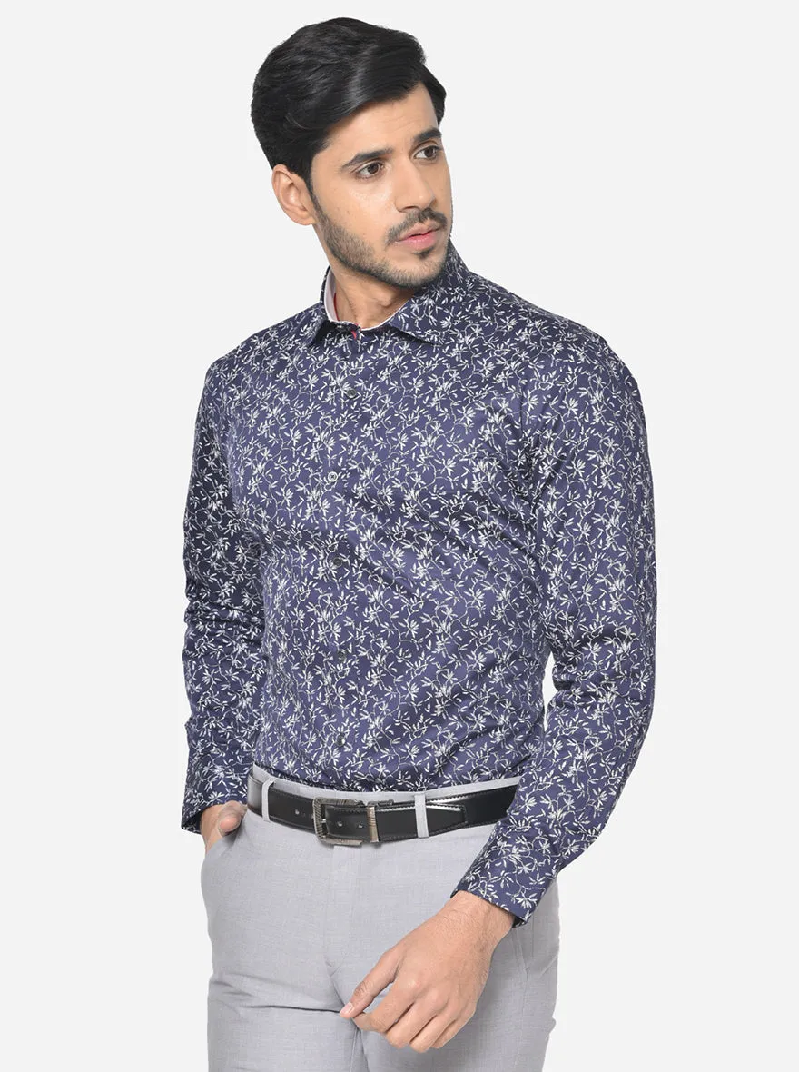 Rich Lavender Printed Slim Fit Party Wear Shirt | Greenfibre